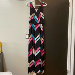 Three Pink Hearts Maxi Dress, M